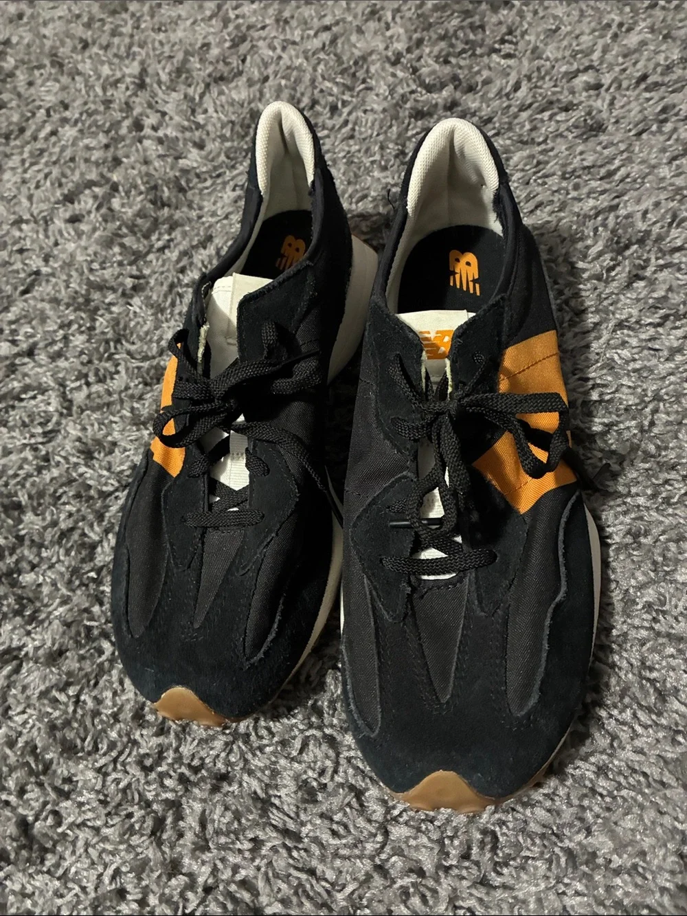 New Balance Black and Orange Retro Sneakers